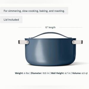Caraway 6.5 QT Dutch Oven Pot With Lid - Navy